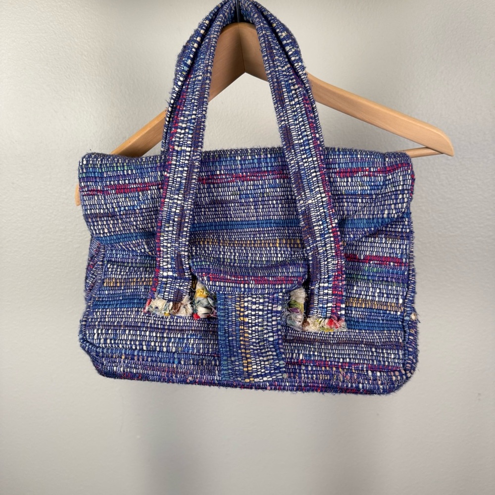 Vintage : Woven Blue Summer Handbag